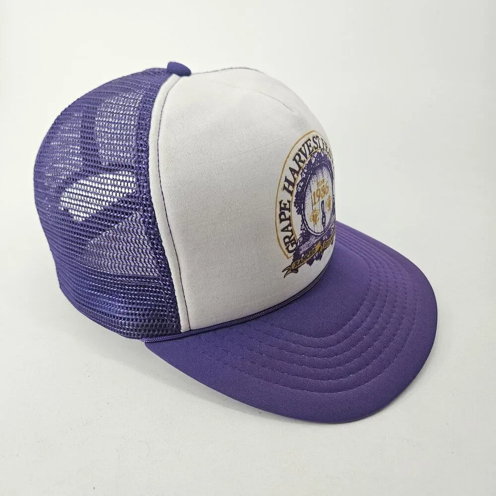 Vintage 1986 Rancho Cucamonga Grape Harvest Festival Trucker Hat Cap Purple